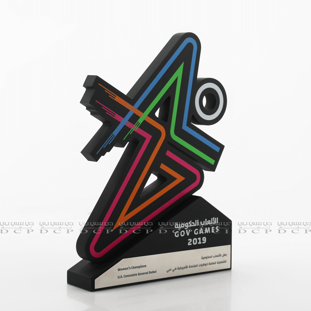 Acrylic Trophy with UV Print and Custom Strip Detailing