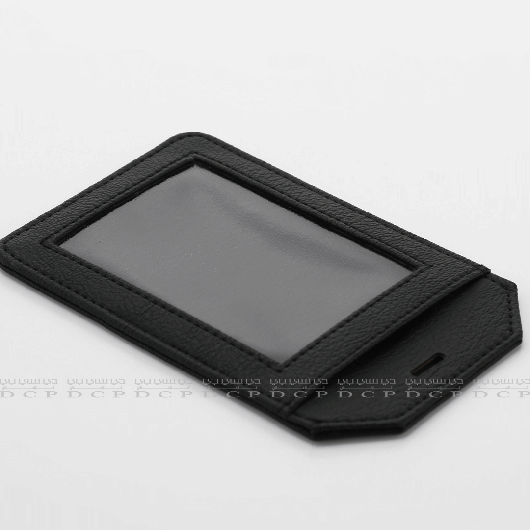 Full view of a custom PU leather card holder, ideal for organizing business cards and IDs