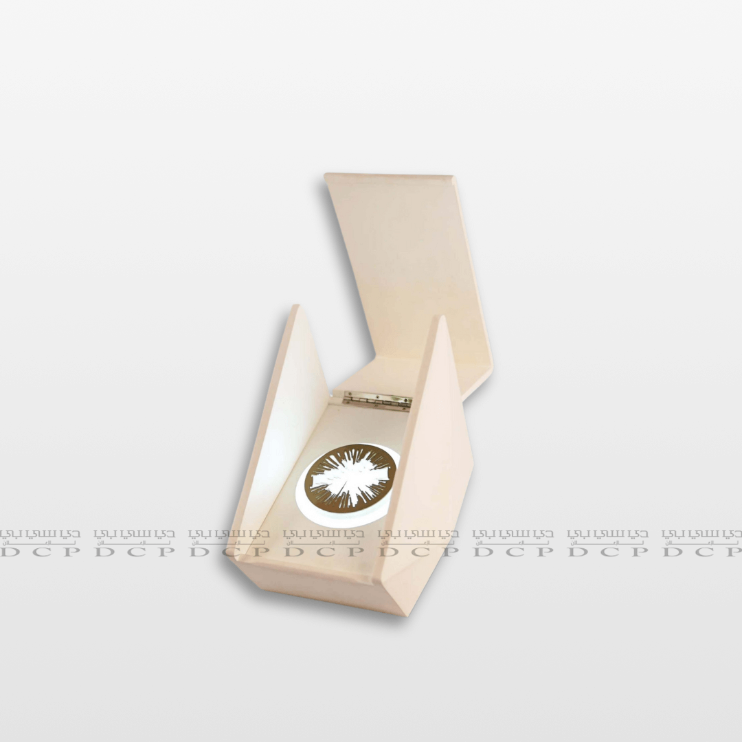 Close-up of the logo engraving on the Logo Engraved Wooden Box, highlighting the fine craftsmanship and personalized detail