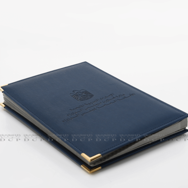 Full view of an elegant PU signature folder with a polished finish, designed for corporate events and signing ceremonies