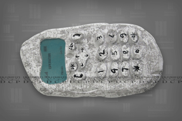 3D Gypsum Mobile Model showcasing intricate detailing and a sleek, minimalist design in natural white gypsum