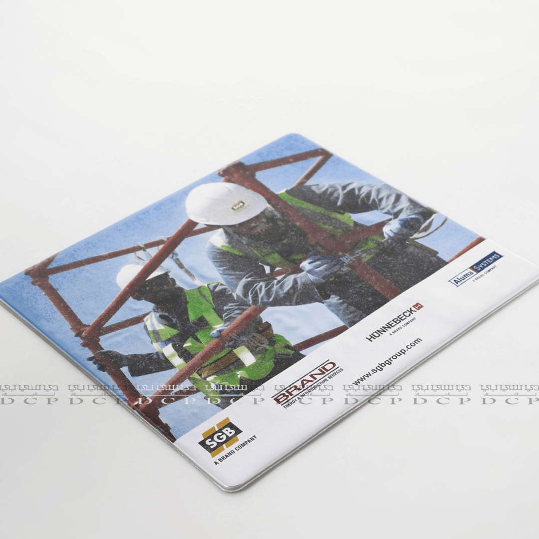 Full view of a personalized mouse pad featuring a smooth surface and custom design for work or gaming use